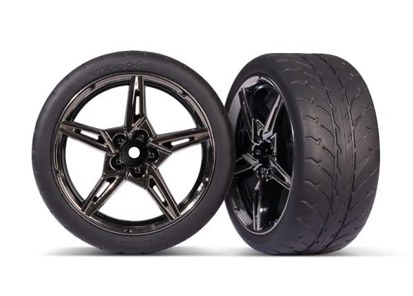 Traxxas 9371 Tires/Wheels Split-Spoke Black Chrome, 2.1' Response Tires, R (2)