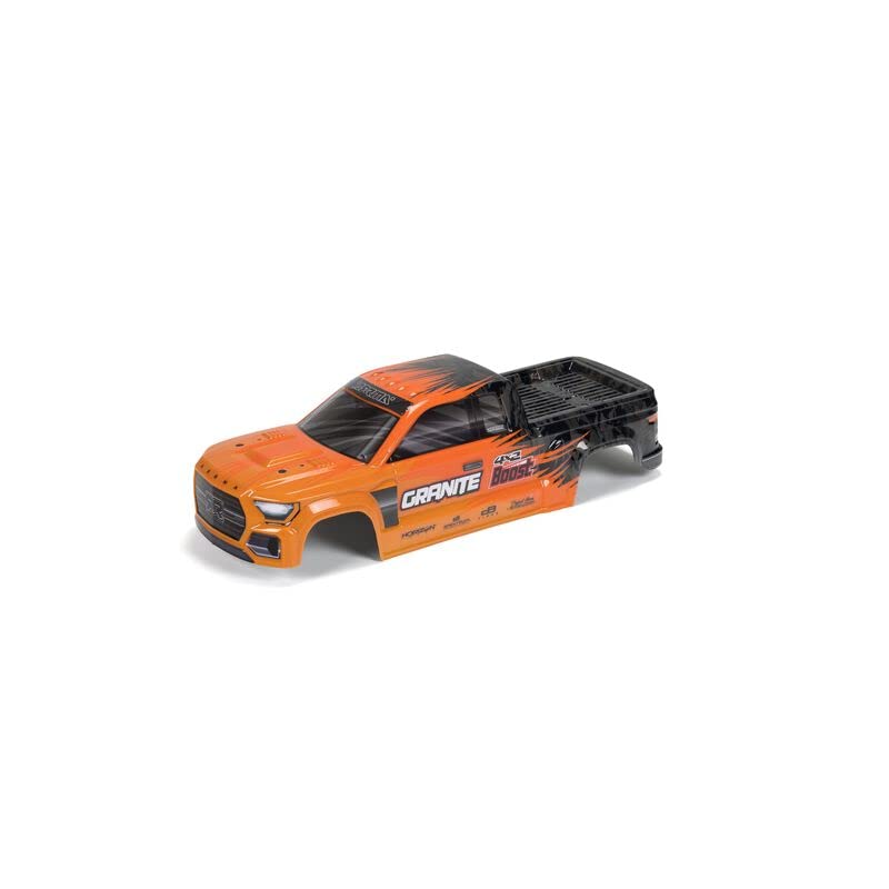 Arrma 402343 1/10 Granite 4X2 Painted Decaled Trimmed Body, Orange/Black