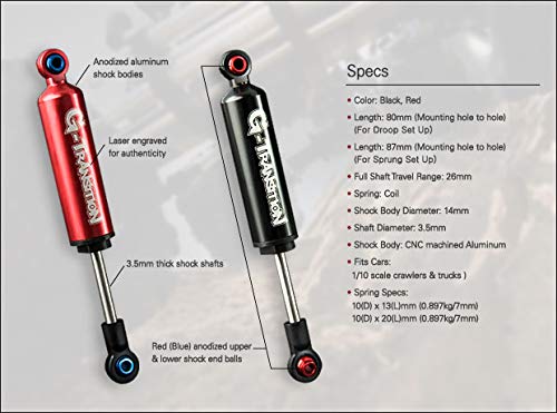 Gmade 20501 G-Transition Shock Red 80mm (4) for 1/10 Crawler