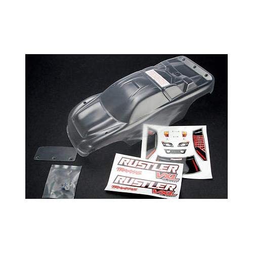 Traxxas 3714 Truck Body Clear with Decals, Wing & Hardware: Rustler VXL