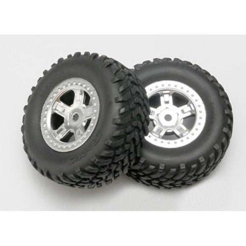 Traxxas 7073 Chrome Racing Wheel Tire (2): 1/16 Slash 4x4