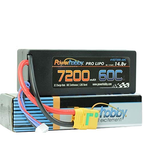 Power Hobby 4S720060CXT90HCS 4S 14.8V 7200MAH 60C Hard Case Lipo Battery, w/ XT90 Connector