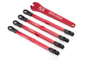 Traxxas 7138X Red Aluminum Toe Links w/Rod Ends (4): 1/16 E-Revo 1/16 Summit