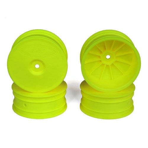 DE Racing SB4A4Y Speedline Buggy Wheels, Yellow, Front, for B64/B64D and TLR 22 3.0/4.0 (4pcs)
