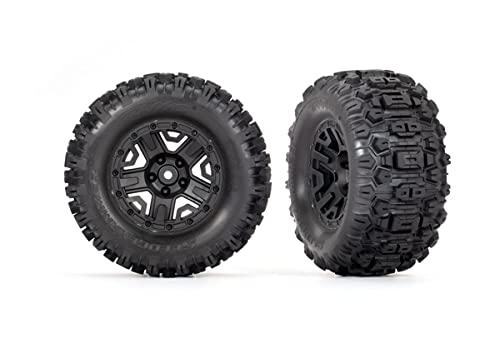 Traxxas 3778-FINAL Sledgehammer 2.8 Tires Mounted Black Wheels Rear 12mm 2