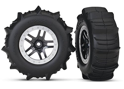 Traxxas 5891 SCT Paddle Tires Wheels Satin Chrome Slash 4X4 2WD Rear