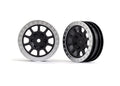 Traxxas 2481 Wheels, 2.2' Graphite Gray, Satin Chrome Beadlock (2): Bandit  Front
