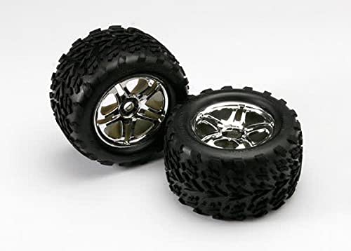 Traxxas 5174R 3.8" Chrome Split-Spoke Wheels Talon Tires 17mm Revo (2) (Copy)