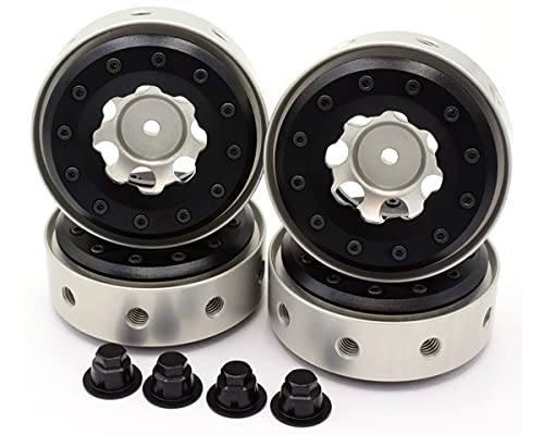 Hot Racing BLW198S08 Silver Beadlock 1.9 Rims Black Rings SCX2