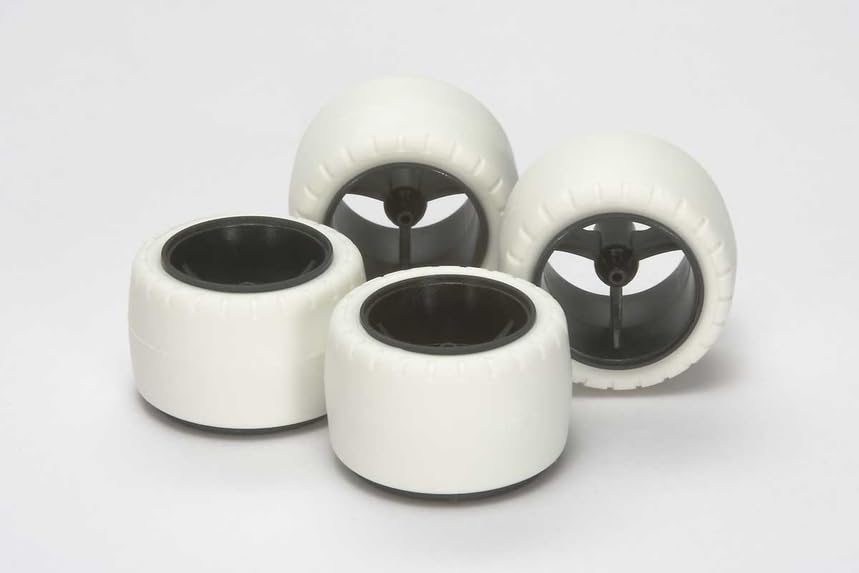 Tamiya 15415 JR Small Dia Carbon Wheels With White Arched Tires