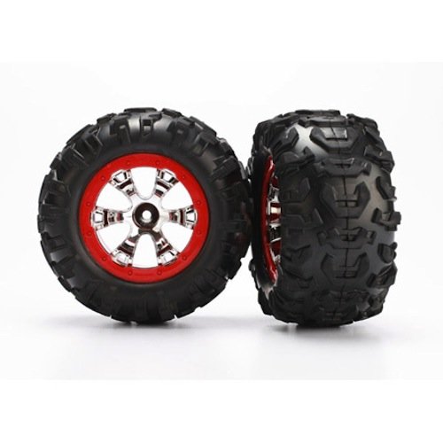 Traxxas 7272 Geode Wheels,Red & Canyon AT Tires (2): 1/16 Summit