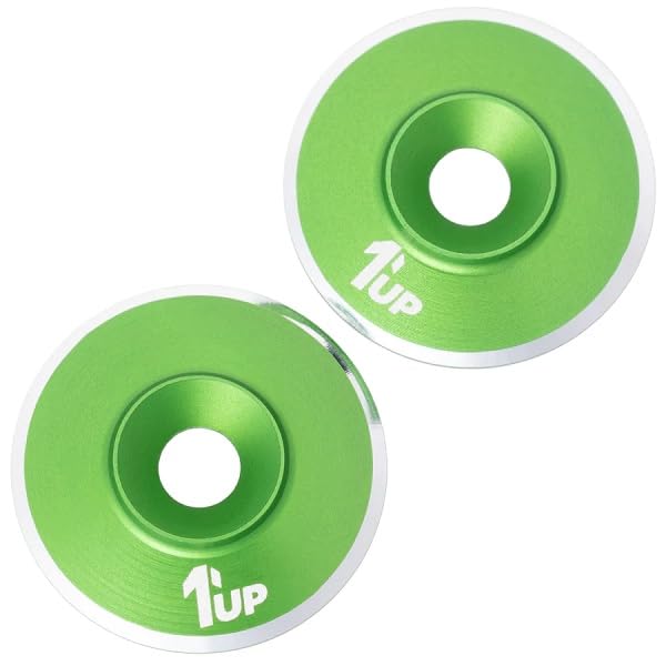 1UP Racing 820821 7075 LowPro Wing Washers, M3, Green Shine, 2pcs