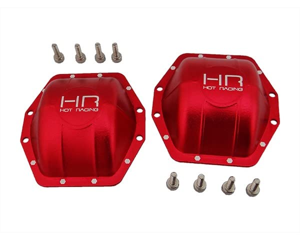 Hot Racing WRA12C02 Aluminum Ar60 Axle Diff Covers (Red) - Axial Yeti Wraith Bomber.
