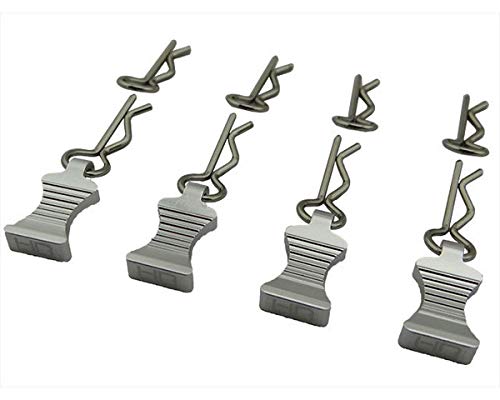 Hot Racing AC03EZ08 1/10 Silver Aluminum Ez Pulls (4) Body Clips (8)
