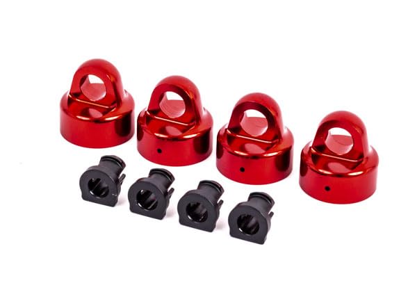 Traxxas 9664R Shock Caps, Aluminum (Red-Anodized), GTX Shocks (4): Sledge