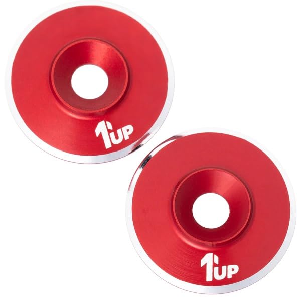 1UP Racing 820521 7075 LowPro Wing Washers, M3, Red Shine, 2pcs