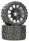 Power Hobby PHT1141S Raptor Belted Monster Truck Wheels/Tires (pr.), Pre-mounted, Sport Medium Compound 17mm Hex