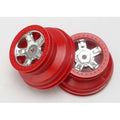 Traxxas 7072A Satin Chrome Wheels/2 Red: 1/16 Slash VXL
