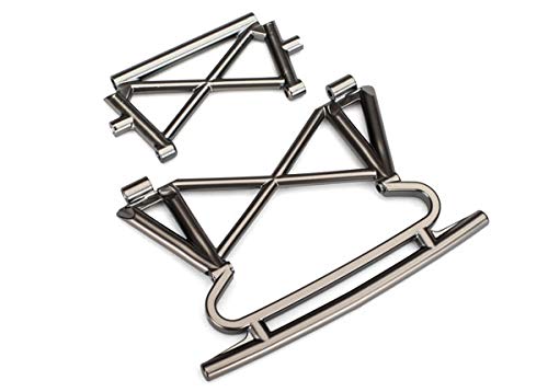 Traxxas 8535X Bumper, Front/ Bumper Support (Satin Black Chrome-Plated)