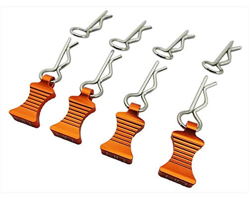 Hot Racing AC03EZ03 1/10 Orange Aluminum Ez Pulls (4) Body Clips (8)