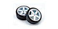 Kyosho FATH704WD Premounted Drift Tire, 5-Spoke White, 2pcs