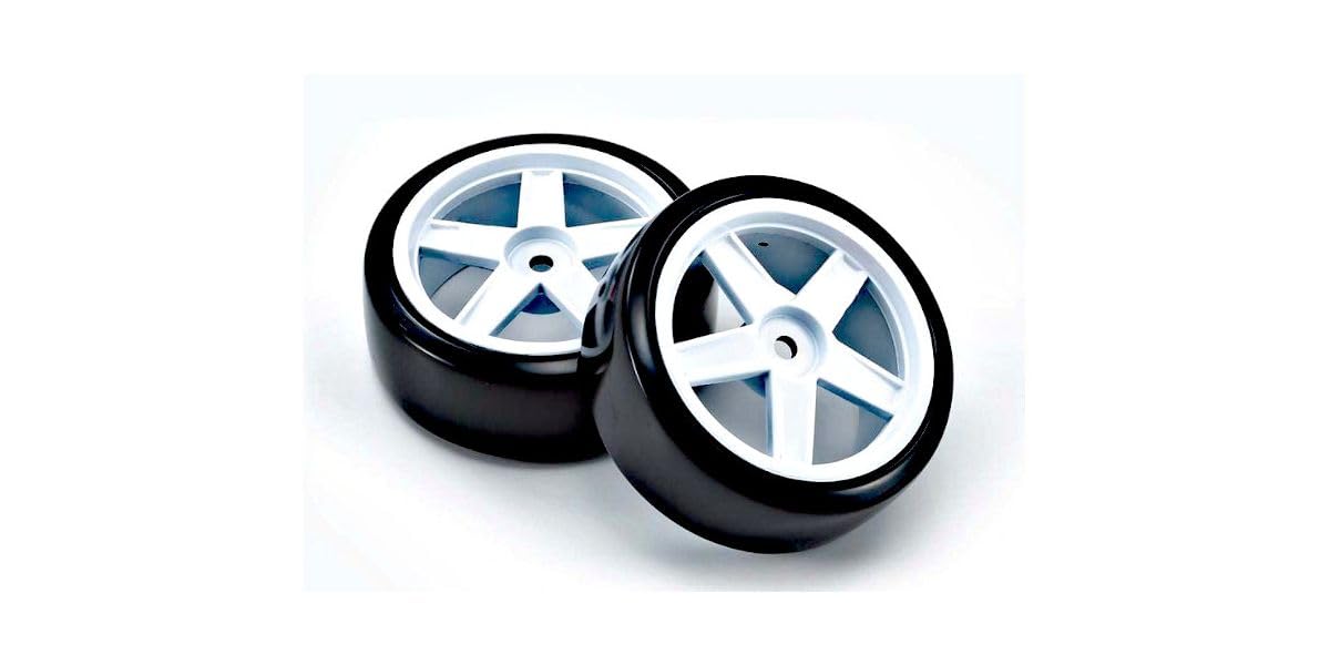Kyosho FATH704WD Premounted Drift Tire, 5-Spoke White, 2pcs