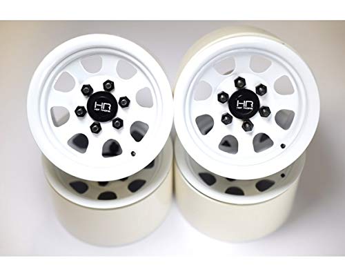Hot Racing BLW22S38 Steel 2.2 Beadlock 6-Lug Wagon Wheels For 12mm Hex,White (4)