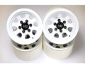 Hot Racing BLW22S38 Steel 2.2 Beadlock 6-Lug Wagon Wheels For 12mm Hex,White (4)