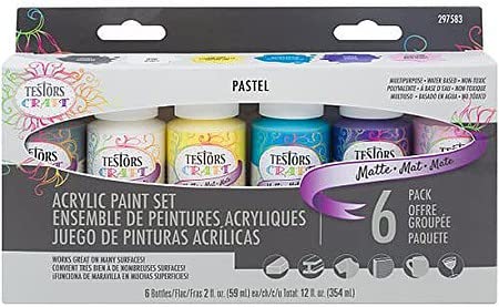 Testors 297583 Acrylic 2 oz Craft Paint 6 Pc Set - Pastel Matte