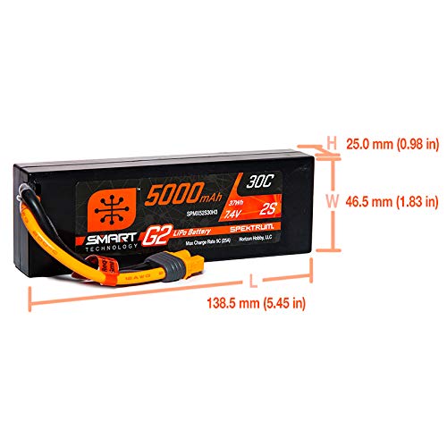 Spektrum SPMX52S30H3 5000mAh 2S 7.4V Smart G2 LiPo 30C Hard Case IC3