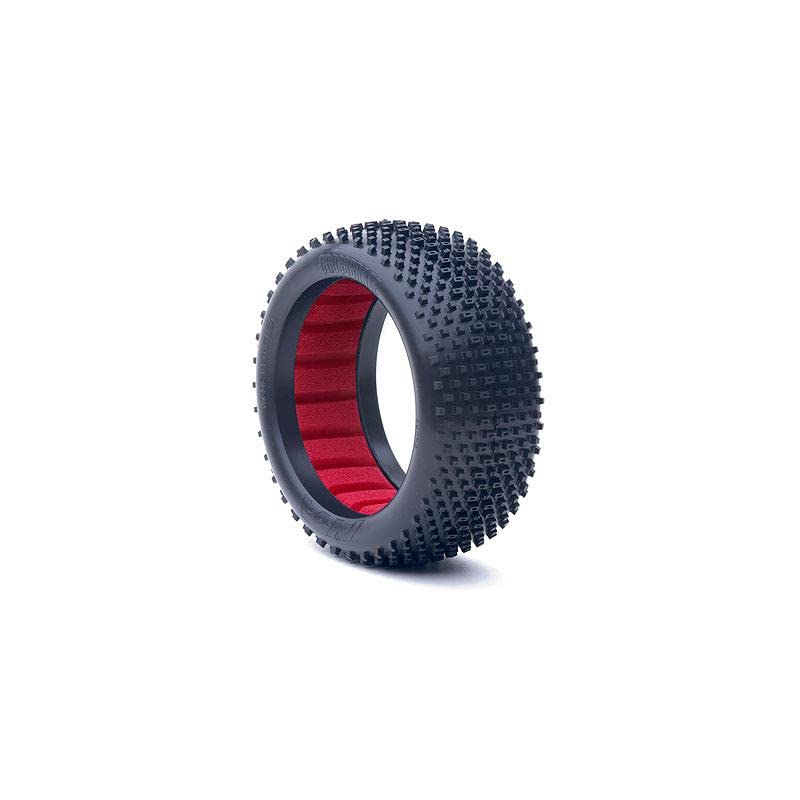 AKA 14004ZR 1/8 Buggy Crossbrace Med LW Tire w/ Red Inserts (2)
