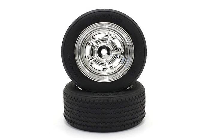 Kyosho FATH703SMM Vintage TC Tire, Medium Compound, Mounted on Chrome Plated Rostyle Wheels for FZ02, 2pcs)