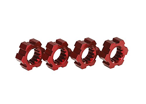 Traxxas 7756R Red-Anodized Aluminum Wheel Hubs, Hex (4)