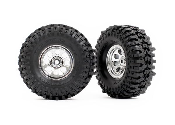 Traxxas 9873 T&W Chrome Wheels 2.4 MT Tires