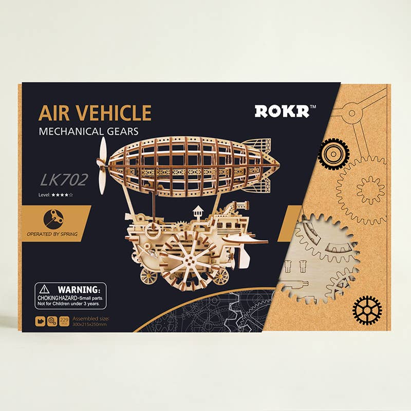ROKR LK702 Air Vehicle Mechanical Gears 3D Wooden Airship Puzzle Kit 229 Pieces