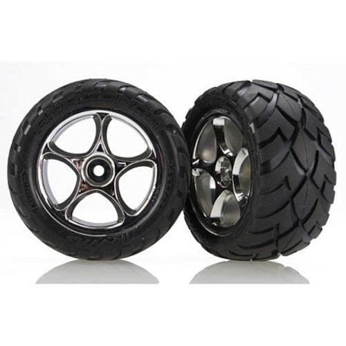 Traxxas 2478R-FINAL Chrome Tracer 2.2 Wheels Anaconda Tires (2) Bandit VXL XL-5