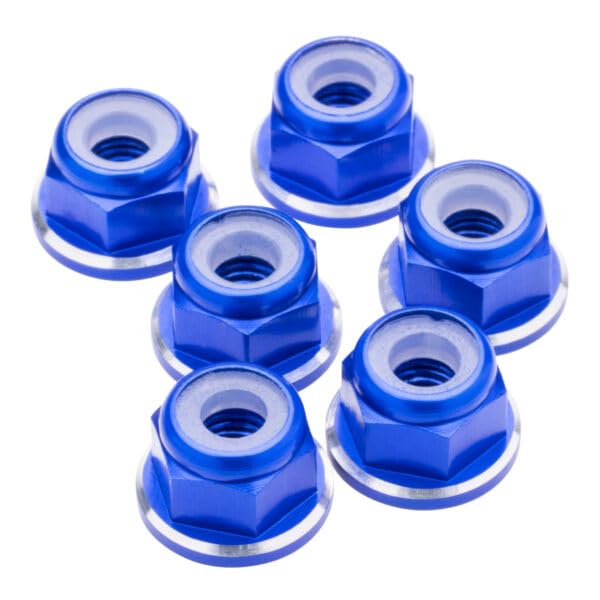 1UP Racing 80598 7075 Aluminum M3 Flanged Locknuts - Dark Blue Shine -