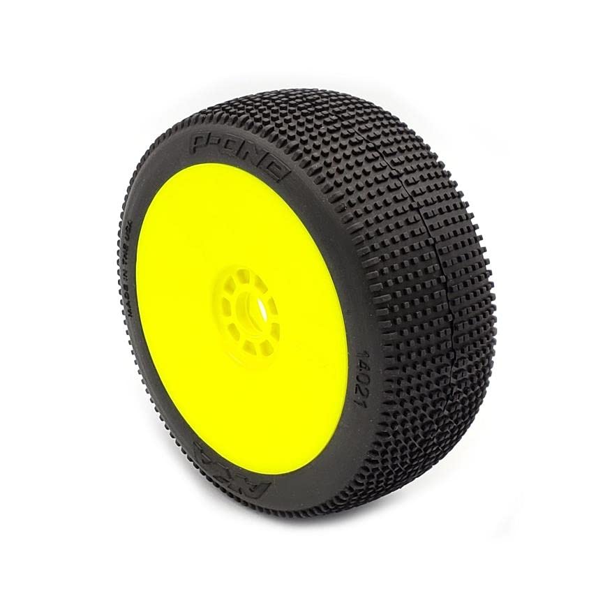 AKA 14021XRY 1:8 BUGGY P1(SOFT-LONG WEAR)EVO WHEEL PREMOUNT-Ylw