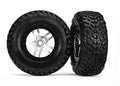 Traxxas 5975X Tires/Wheels (SCT Split-Spoke Satin Chrome, Black Beadlock Style