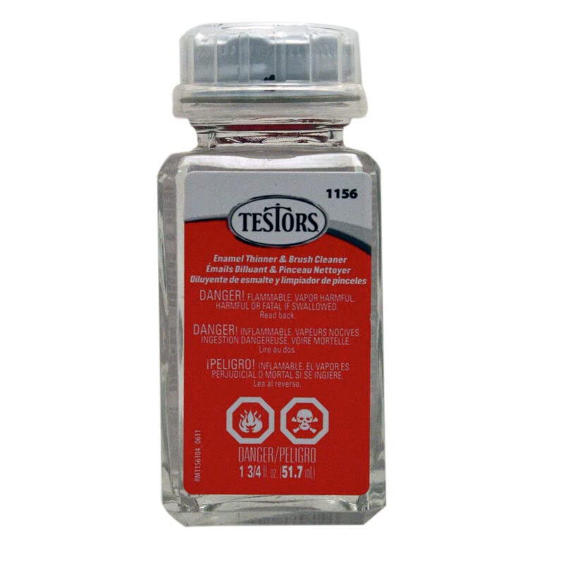 Testors 1156XT Enamel Thinner 1.75 oz Brush Cleaner Model Paint Airbrush Solvent Bottle