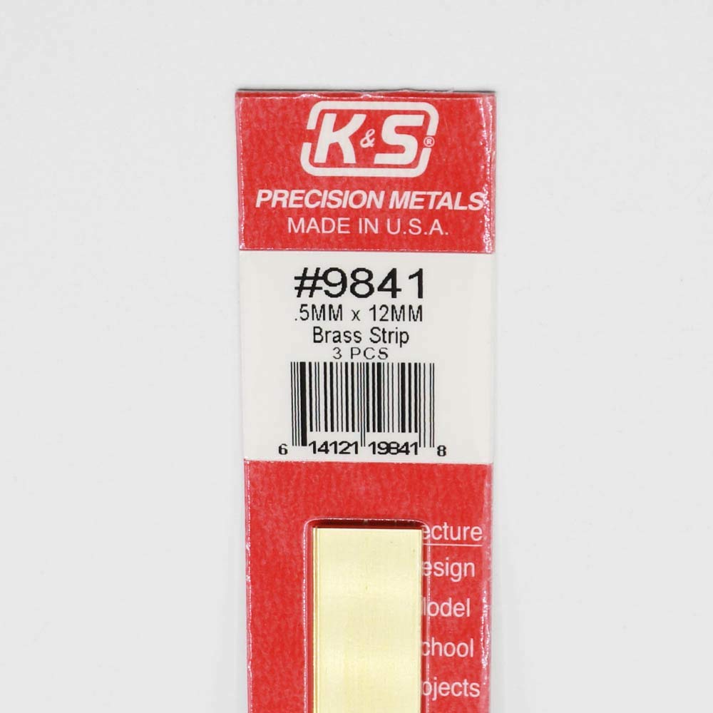 K & S Metals 9841 Brass Strip: 0.5mm Thick x 12mm Wide x 300mm Long