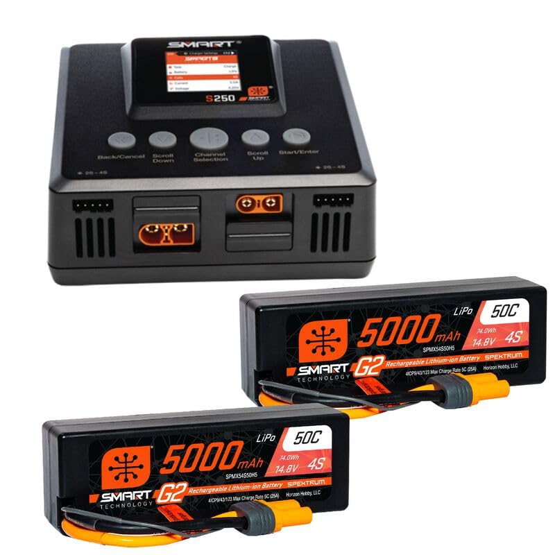 Spektrum SPMXPSS800 Smart Powerstage 8S Surface Bundle: (2) G2 5000mAh 4S LiPo IC5 & S250 Charger