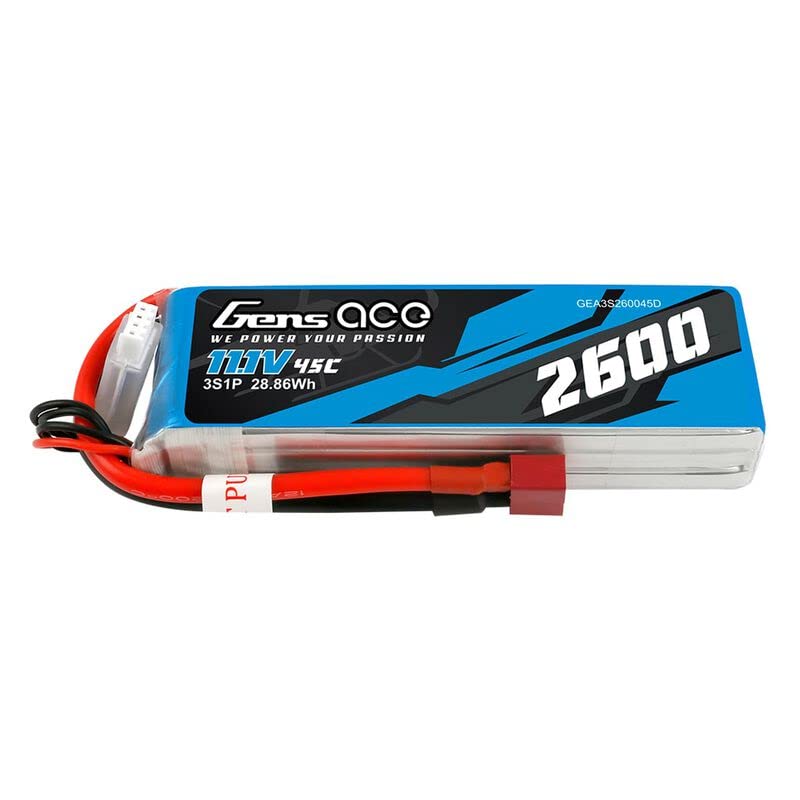 Gens Ace 3S260045D 11.1V 2600mAH 3S 45C LiPo: Dean