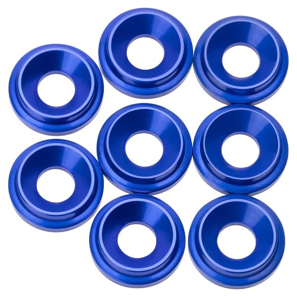 1UP Racing 820109 7075 LowPro Countersunk Washers, M3, Dark Blue, 8pcs