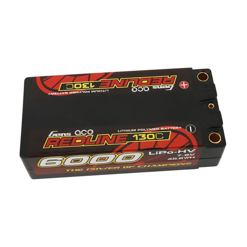 Gens Ace 60002S13D5 7.6V 6000mAh 2S 130C High Voltage Lipo Battery: 5.0mm Bullet