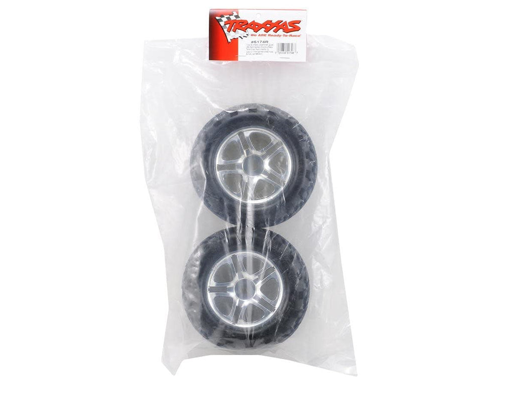 Traxxas 5174R 3.8" Chrome Split-Spoke Wheels Talon Tires 17mm Revo (2) (Copy)