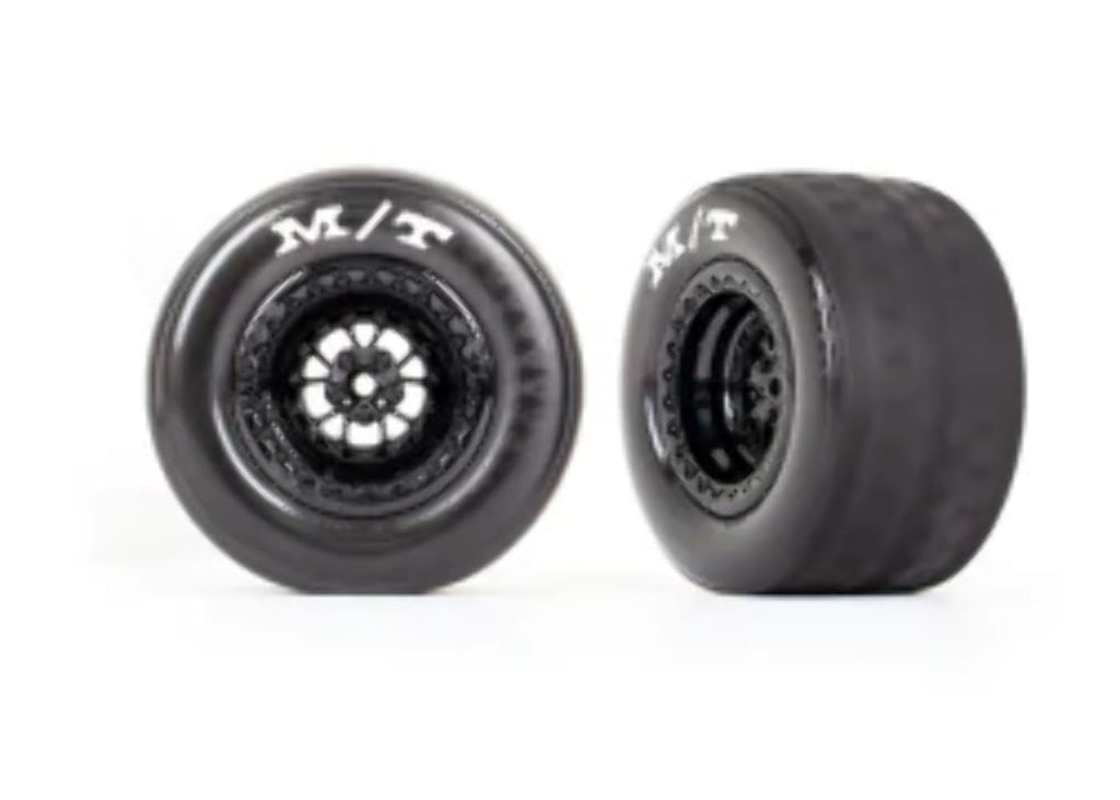 Traxxas 9475 Tires/Wheels, Weld Gloss Black Wheels, Tires, Inserts, Rear (2)