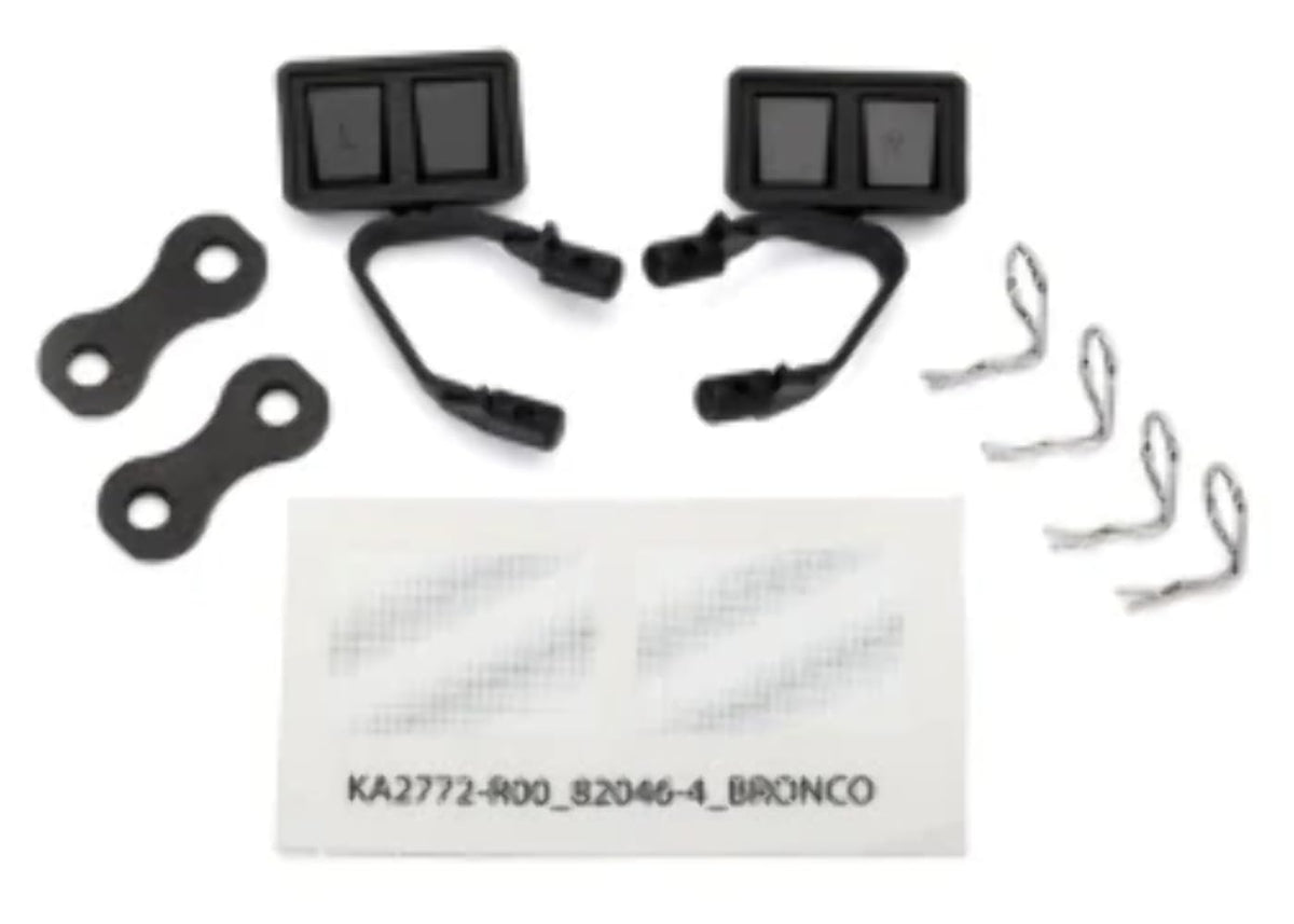 Traxxas 8073 Black Side Mirrors(2) Retainers(2) Body Clips(4): 1/10 TRX-4