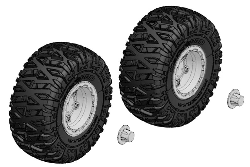 Corally 00250-092-C Tire and Wheel Set - Truck - Chrome Rims - 1 Pair: Mammoth,