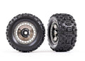 Traxxas 9572T Tires/Wheels, 3.8' Black Chrome Wheels and Wheel Covers, Sledgehammer Tires, Inserts (2)